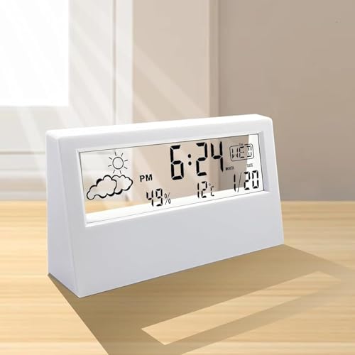 Image of Kadio Desk Clock, Digital Alarm Clock with Transparent Modern Design, Temperature, Humidity, Snooze, Aesthetic Home Decor, Office Decor, Battery Operated Table Clock for Bedroom, Office Shelf Etc