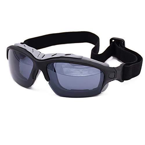 Viriber Ski Goggles, Motorcycle Goggles Dust-Proof Protective Combat Goggles Military Sunglasses Outdoor Tactical Goggles to Prevent Particulates (Black Gray)
