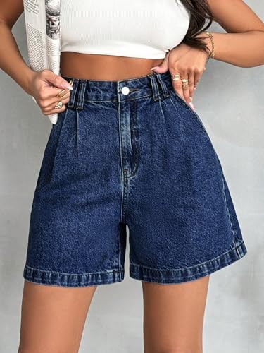 Image of Shasmi Girl's & Women's High Waisted Denim Shorts, 2025 Fashion Vintage Wash, Straight Cut (Short 234)