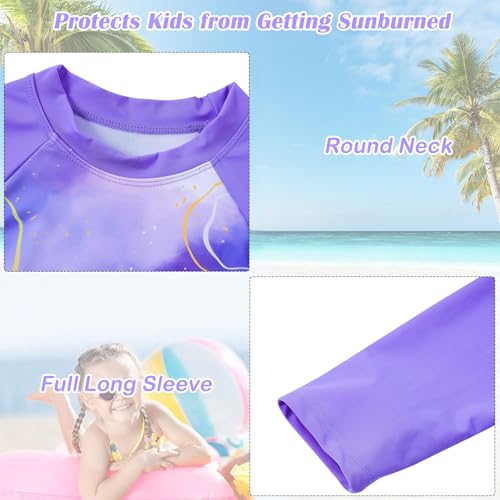Image of TUONROAD Girls 2 Pieces Rash Guard Swimsuit Long Sleeve Tankini for 4-10 Years