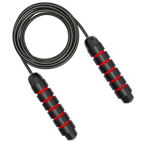 Corda De Pular Speed Rope com Cabo de Aço Ajustável 3M e Rolamento Profissional Fit (Vermelho)