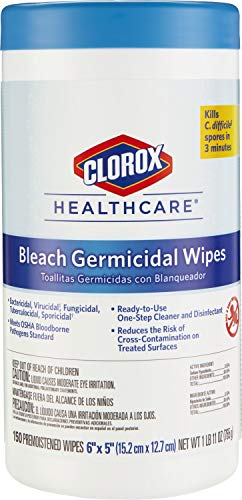 Image of Clorox Healthcare Bleach Germicidal Wipes, 6" x 5", 150 Count Canister (Package May Vary)