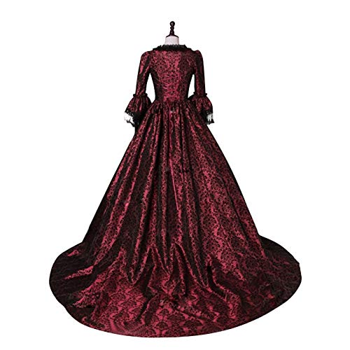 18Th Century Women's Rococo Ball Gown Printing Long Gothic Victorian Dress Masquerade Theme Dresses (Red-5, M) #TOP3