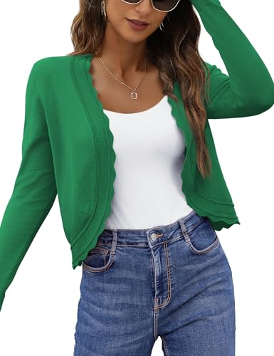 Image of OmicGot Women's Long Sleeve Cardigan Sweaters Open Front Cropped Bolero Shrugs for Dresses S-XL