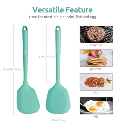 Image of U-Taste Silicone Turner Cooking Spatula, 13.6 inch Long /3.7 inch Wide, Aqua Sky