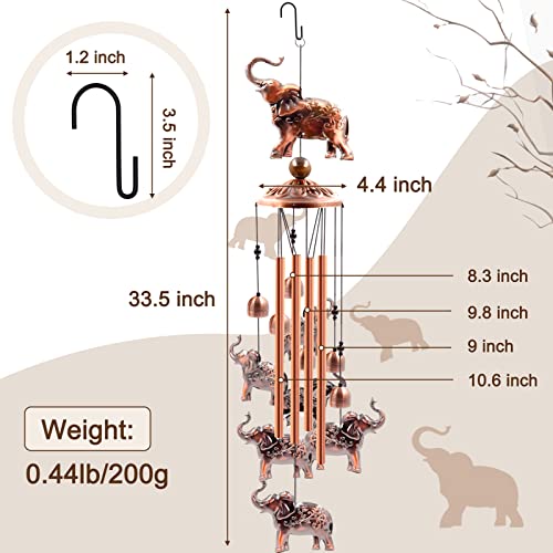 Wind Chimes Outdoor Clearance, Ukulork Elephants Aluminum Tube Windchime With S Hook,Patio Garden Decor, Housewarming Gift. #TOP2