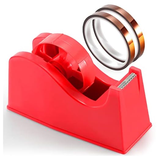OFFNOVA Heat Tape Dispenser and Tapes Kit for Sublimation, a Desktop Holder and 2 Rolls 33m x 10mm Heat Resistant Tape for Cricut and More (Red)