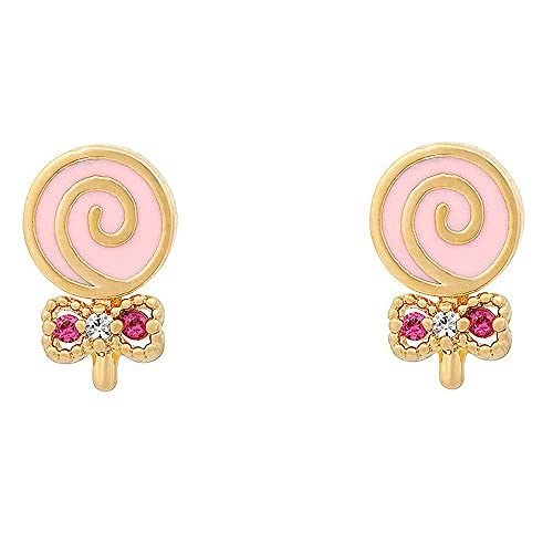 CZ Mini Lollipop Crystal Stud Earrings for Women Teen Girls 925 Sterling Silver Post Pin Cubic Zirconia Gold Plated Cartilage Charm Fashion Cute Candies Earring Birthday Easter Jewelry for Daughter