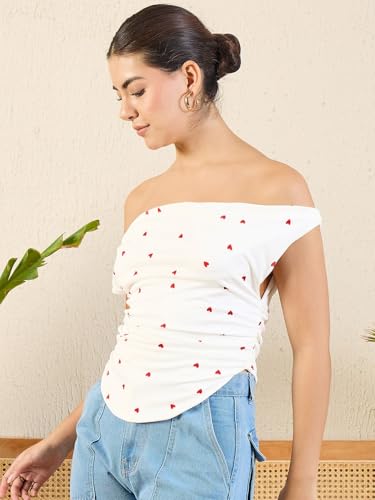Image of Uptownie Women Top | Stretchable Cowl Neck Ruched Design | Sleeveless & Knitted Fabric for Casual Soft & Comfortable