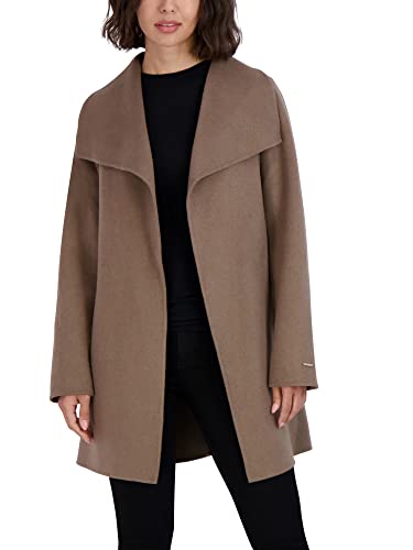 Image of TAHARI Women's Double-faced Luxury Soft Wool Blend Peacoat- Wrap Wool Coat With Removable Belt