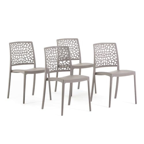 SIEDITI FUORI E DENTRO Chaises de Jardin en polypropylène avec Fibre de Verre, chaises empilables pour extérieur ou intérieur, Design Moderne et Naturel -...