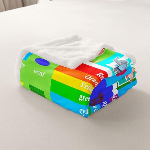Image of Feelyou Kids Educational Throw Blanket Playtime Collection ABC, Numbers and Shapes Learning Plush Blankets and Throws Kids Play Fuzzy Blanket for Bed Sofa Couch for Playroom Bedroom 60 inchx80 inch