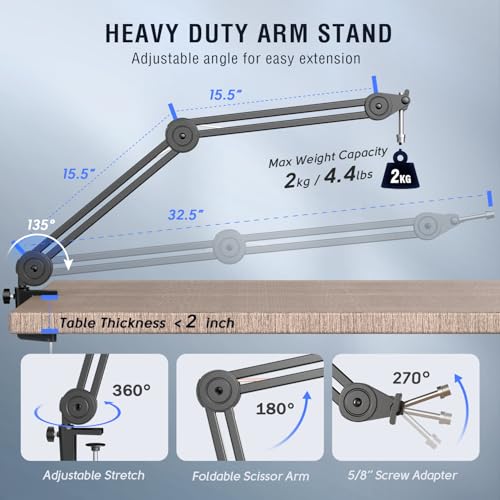 Image of FIFINE Dynamic Podcast Microphone Set with Boom Arm Stand, Studio XLR /USB Microphone for Recording Vocal Streaming, Metal Mic with Mute Tap, Headphone Jack, Heavy Duty Boom Arm-K688T