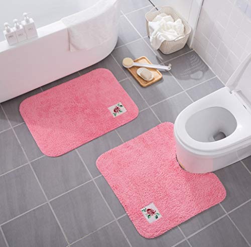 花柄 トイレマット 拭けるトイレマット バスマット 浴室足ふきマット 速乾 強力吸水 50*50cm 洗える 滑り止め マイクロファイバー 洗浄暖房用 抗菌 防臭 おしゃれ ピンク 浴室 トイレ 洗面台 室内 バスルーム 玄関マット