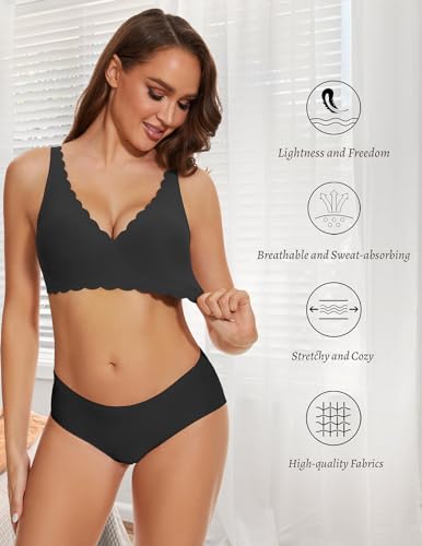 Gailife Wireless Bras for Women No Underwire Comfortable Seamless Bralettes with Support Everyday Cute Floral Plunge Bra4