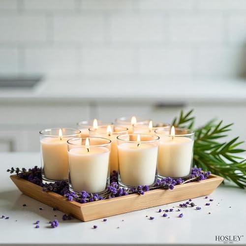 Image of Hosley 144 Pack White Unscented Votive Candles, Clear Glass, Hand-Poured Wax, Bulk Wedding & Party Candles for Gifts, Tables, Aromatherapy & Holidays Party Weddings Birthdays (White)