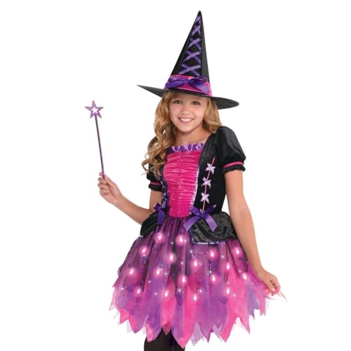 Disfraz niña bruja con luces talla grande miniatura 1