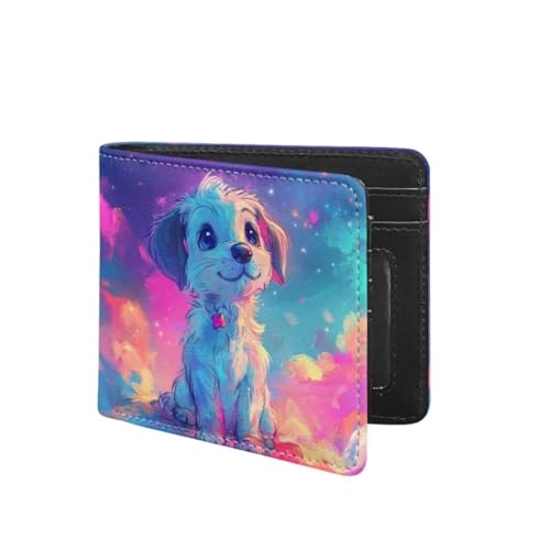Image of Coldinair Watercolor Dog Boys Wallet Teen Wallets for Kids Aged 9-12 /8-10 /8-12 with Wallet Card,Leather Bifold Wallet Slim Coin Purses with 4 Credit Card Slots