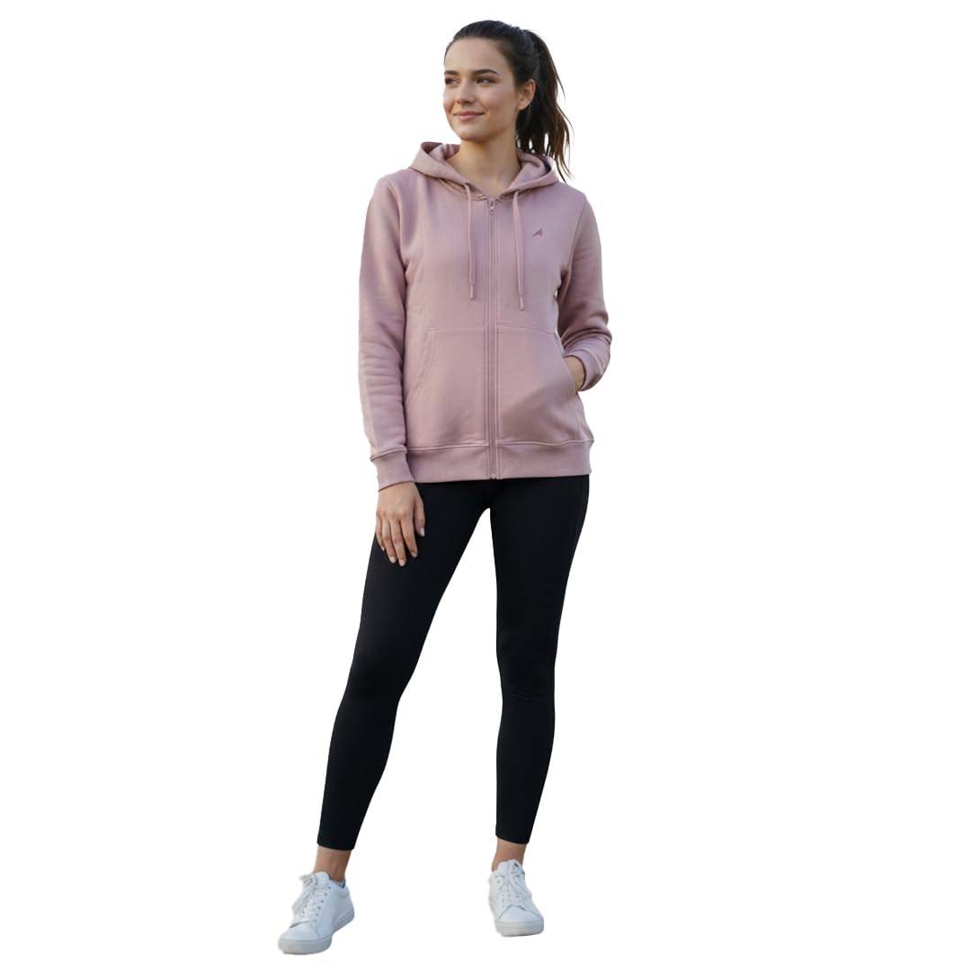 Infinia Women Brushed Zipper Hoodie | Winter Wear with 4-Way Stretch & Fleece Comfort-image-6