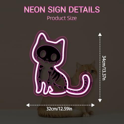 Image of Electric Shock Cat Neon Sign Pink Cat Kitty LED Neon Signs for Wall Decor Home Kids Room Living Room Led Light for Cat Club&Clinic Neon Wall Unique Gift for Animal Lovers