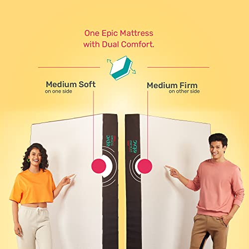 Image of Mattress | 5 Years Warranty | Dual Comfort, Memory Foam Mattress, 5-Inch Bed Mattress, Queen Size Mattress (72x60x5 Inches, Medium Comfort, White & Grey)