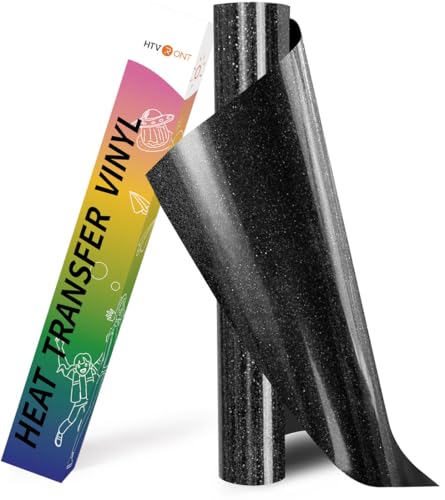 HTVRONT Black Glitter HTV Vinyl Roll - 10' x 8ft Black Glitter Iron on...