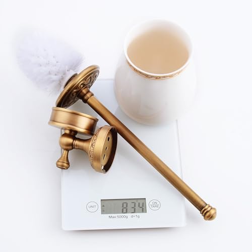 Image of Wall Mounted Bathroom Toilet Brushed Holder Set, Antique Brass Pattern Carving,Brushed Bronze