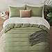 Oli Anderson Sage Green Duvet Cover King Size - Pleated King Duvet Cover, 3PCS Soft and Breathable Textured Bedding Set with Zipper Closure(Sage Green,104