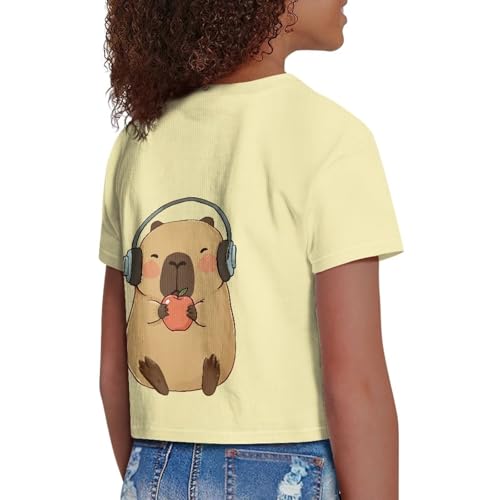 Image of Girls Crop Tees Crew Neck Casual Short Sleeve T Shirts Kids Loose Soft Comfortable Tees Blouses Shirt for Little Girl