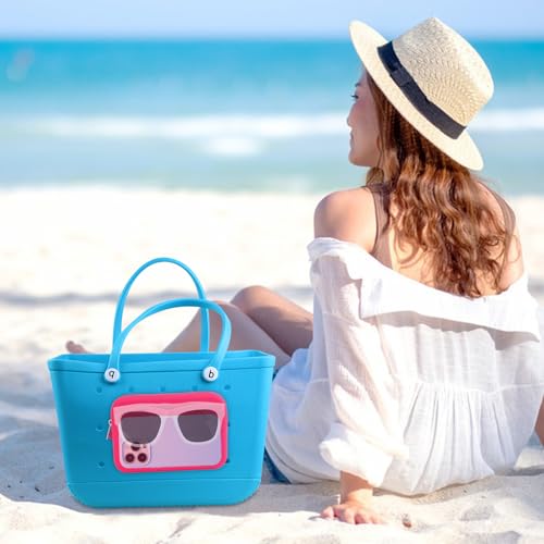 Silicone Phone Holder for Bogg Bag, Large Size Silicone Charm Insert Wallet for Bogg Beach Bags, Compatible with iPhone and Android Phones (Hot Pink) - Thumbnail 5