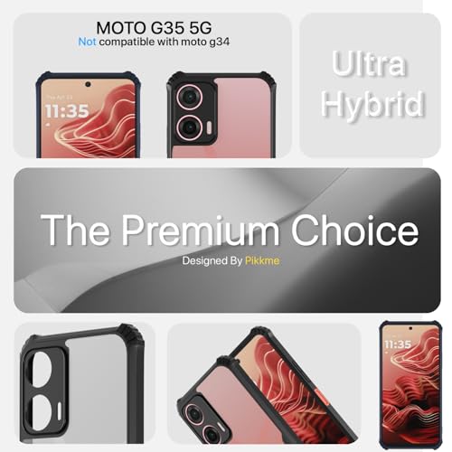 Image of Pikkme Crystal Clear Transparent Back Cover | Ultra Hyrbid | Full Camera Protection | Raised Edge | Bumper Case for Moto G35 5G (Black)