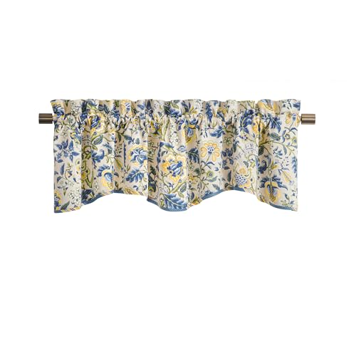 Image of Waverly Imperial Dress Cotton Window Valance Curtain, Porcelain, 52 inchx15 inch