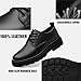 Men's Vintage Leather Lace Up Platform Oxfords Shoes Black Round Toe Soft Rubber Sole Non-Slip Waterproof Business Formal Derby Dress Shoes (Black,12)
