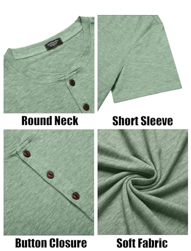 Image of COOFANDY Men's Henley Shirts Short Sleeve Casual Basic Tee Summer Button Henley Soild T Shirts