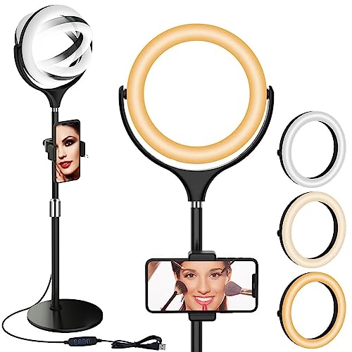 Image of 8 inch Desk Ring Light with Stand, Adjustable Computer Circle Light for Video Conference Lighting, Zoom Calls, Virtual Meeting, Video Recording, Selfie Light with Phone Holder for Streaming, Podcast