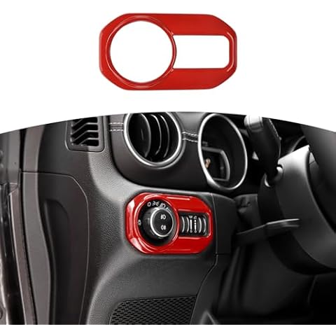RT-TCZ for Jeep JL Headlight Switch Button Trim Cover Red for Jeep Wrangler JL JLU Gladiator JT 2018-2024 Red Interior Accessories Cover