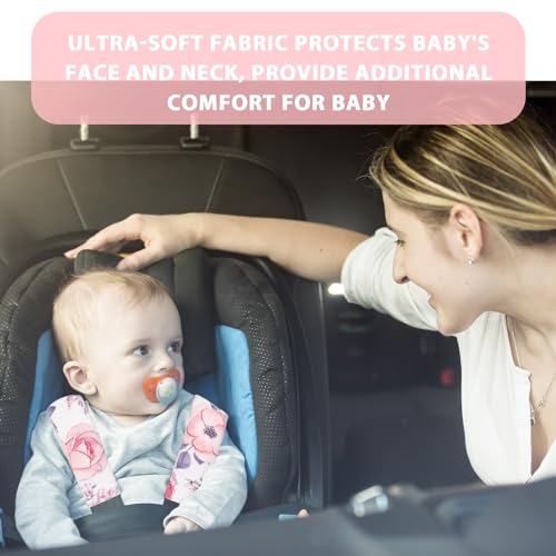 Image of Car Seat Strap Cover for Babies, Soft Car Seat Belt Covers, Mink Car Seat Strap Shoulder Pads Girls, Pink Floral
