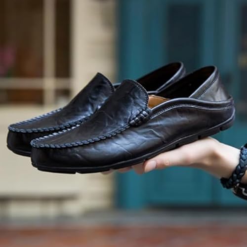 Men's Genuine Leather Slip-On Loafers - Breathable Driving Shoes & Casual Slides3