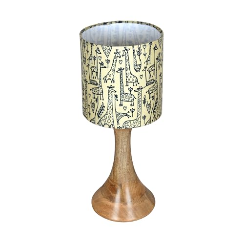 Image of Homesake Rustic Wood Table Lamp Bedside Wooden Desk Lamps for Living Bedroom Study Night, Kids Room, House Warming Festival Gift, Kids Room Decor Light, Savanna Shade