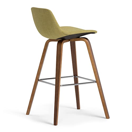 Simplihome Randolph Mid Century Modern Bentwood Counter Height Stool (Set Of 2) In Acid Green Linen Look Fabric #TOP3