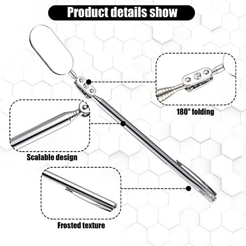 Telescoping Inspection Mirror, Oval Telescopic Mechanics Mirror Tool With Extended Handle Machine Tool Inspection Mirrors For Checking Vehicle Condition (7.87~23.62 Inch Handle) #TOP4