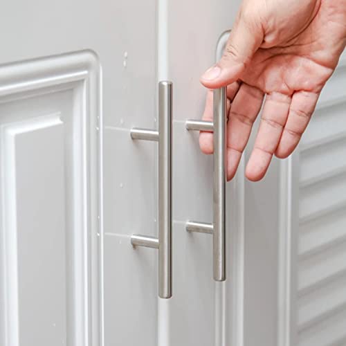 Flexzion Silver Cabinet Handles, 8 in, 5.03 in Centers, Stainless Steel - image 6