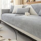 Funda de sofá de chenilla impermeable para 1/2/3 plazas, antideslizante, protector para sofás seccionales en forma de U/L, color gris (110 x 240 cm)