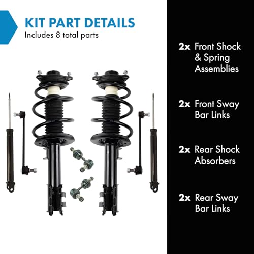 Image of TRQ Front and Rear Suspension Kit Complete Strut & Coil Spring Assembly Shock Absorber Sway Bar Stabilizer Link Compatible with 2012-2014 Hyundai Sonata 2012-2015 Kia Optima