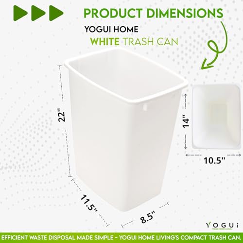 Image of Plastic Trash Can - Indoor Garbage Bin for Kitchen, Home, Office and Commercial Use - Large Waste Disposal Tub, Plastic Waste Container- 12-Gallon (50 Quart - 1 Pack, White)