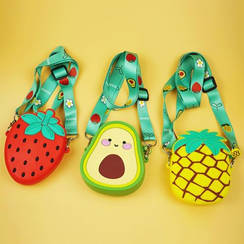 Avocado Coin Purse Silcon Girls Cute Fruit Change Purse Funny Small Zipper Crossbody Coin Pouch for Kids(Avocado)4