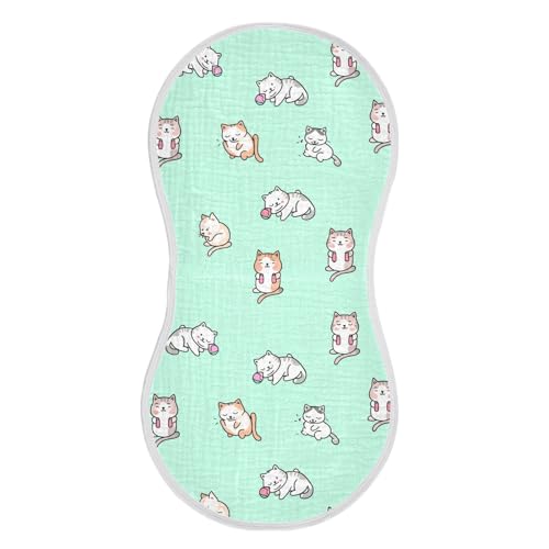 2 Pack Baby Burp Cloths, Soft Absorbent Burping Cloths for Babies, Cotton Milk Spit Up Rags, Large Size for Newborns, Baby Boys and Girls (Playful Cats Pattern)2