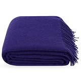 Lanavitta – Wolldecke „Runo“ – Tagesdecke und Bettüberwurf – 100 prozent Neuseeland-Wolle, Warmer Sofa-Plaid – Dunkelviolett – 140x200 cm