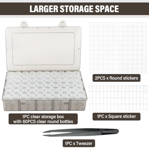 Image of 60 Slots Seed Storage Organizer with Label Stickers and Tweezers, Seed Organizer Storage Box, Portable Bead Storage, Seed Container Storage Use for Flower Seeds, Vegetable Seeds