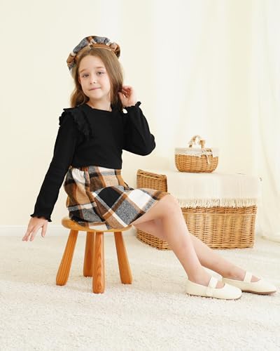 Image of Toddler Girl Clothes Outfit Shirt Top Plaid Mini Skirt Outfits Set Little Girl Dresses Kids Clothes for Girls 18M-8T